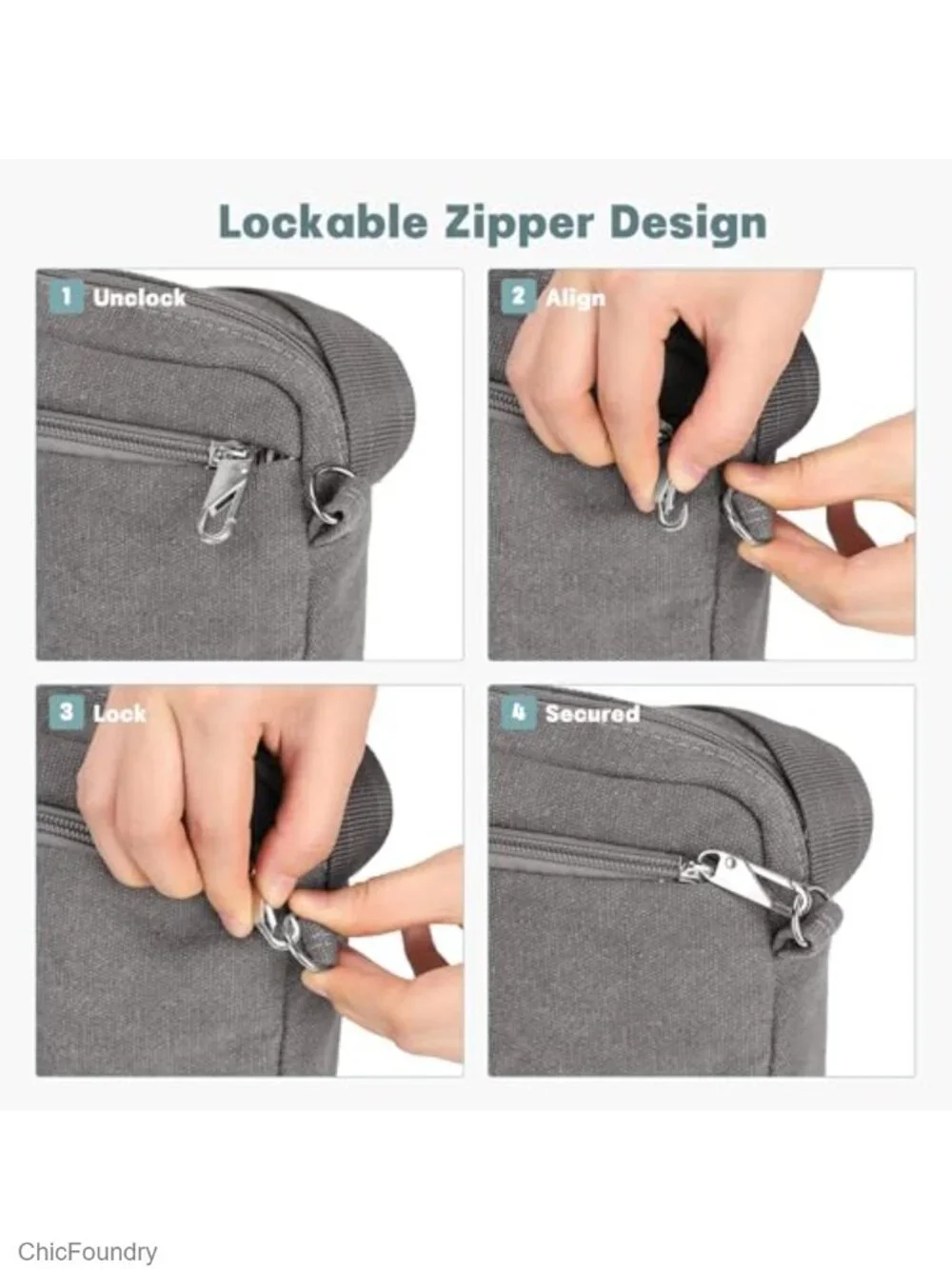 RFID Blocking Anti Theft Crossbody Bag with Lockable Zippers & Slash-Resistant